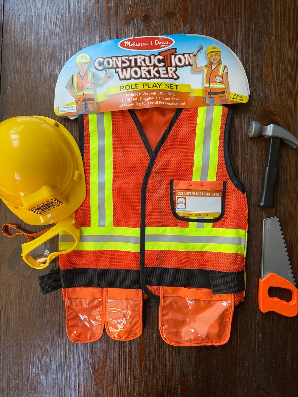Construction worker costume play set Melissa & Doug #4837 Halloween kids